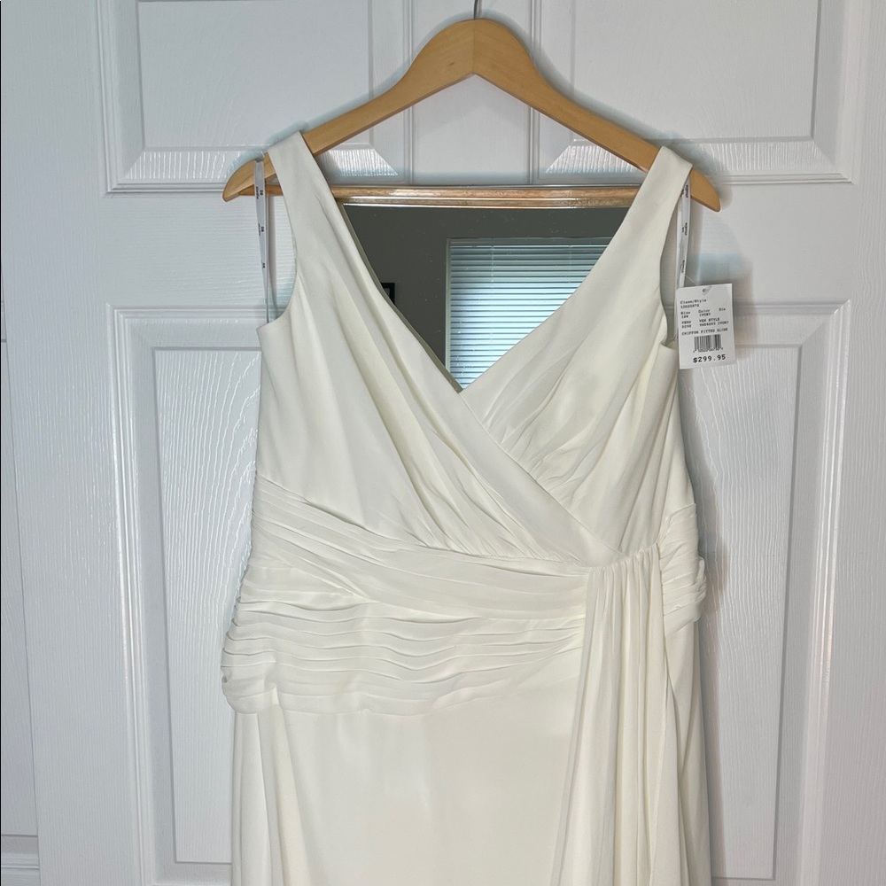 DB Studio Pleated Chiffon V Neck Tank A-line Wedding Dress Style #WG4083 - Picture 6 of 9